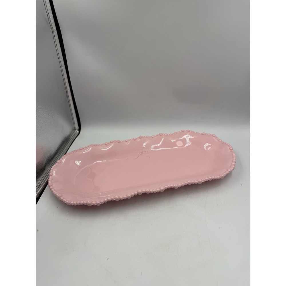 Rachel Ashwell Plastic Pink Ruffle Vanity Dresser Tray Shabby Chic 17.5x8in